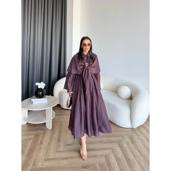 Qu - Quase Pelerin Detay Etek Takım - Mürdüm