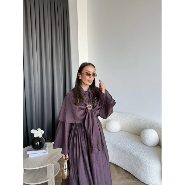 Qu - Quase Pelerin Detay Etek Takım - Mürdüm