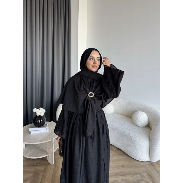 Qu - Quase Pelerin Detay Etek Takım - Siyah