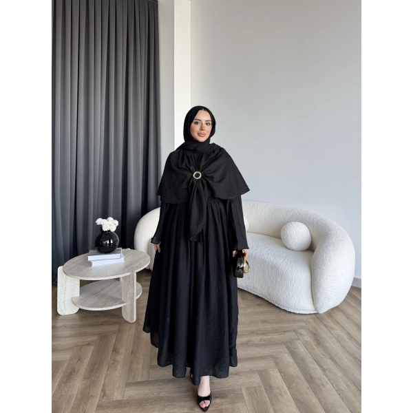 Qu - Quase Pelerin Detay Etek Takım - Siyah