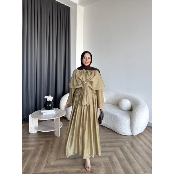 Qu - Quase Pelerin Detay Etek Takım - Yeşil