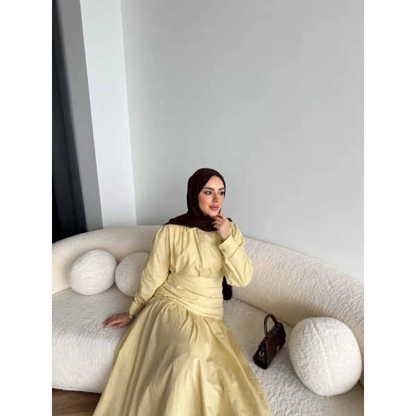 Tb - Veran Bel Detay Etekli Takım - Sarı