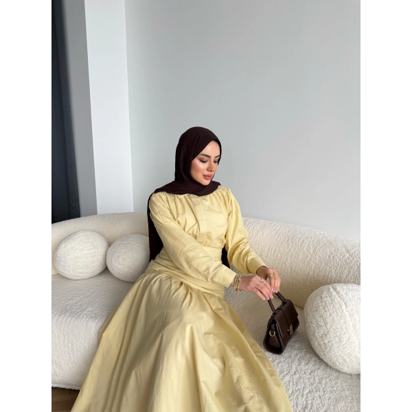 Tb - Veran Bel Detay Etekli Takım - Sarı