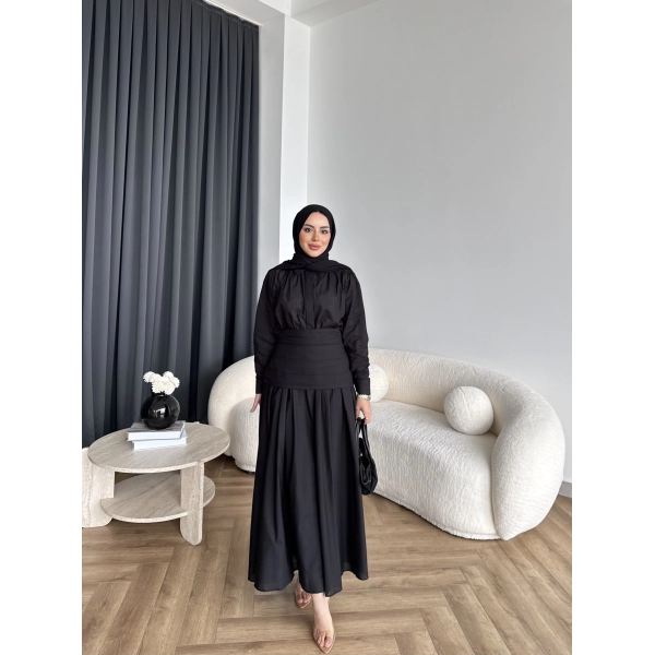 Tb - Veran Bel Detay Etekli Takım - Siyah