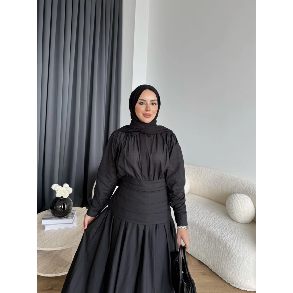 Tb - Veran Bel Detay Etekli Takım - Siyah