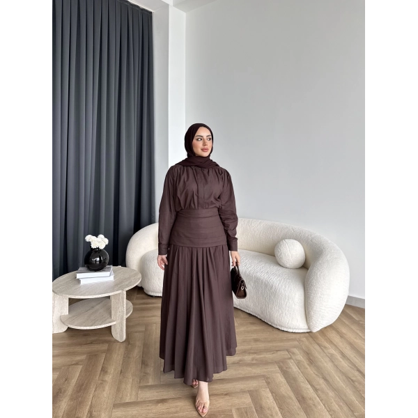 Tb - Veran Bel Detay Etekli Takım - Acı Kahve