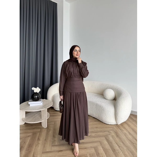 Tb - Veran Bel Detay Etekli Takım - Acı Kahve