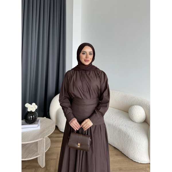 Tb - Veran Bel Detay Etekli Takım - Acı Kahve