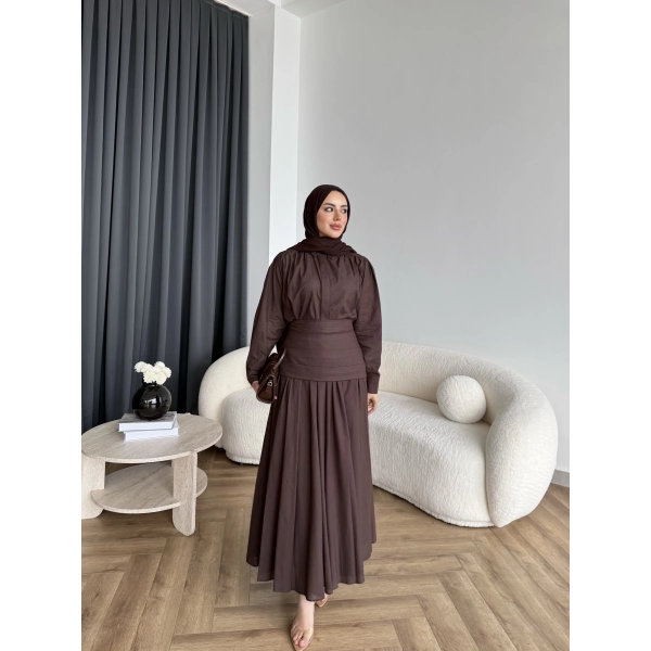 Tb - Veran Bel Detay Etekli Takım - Acı Kahve