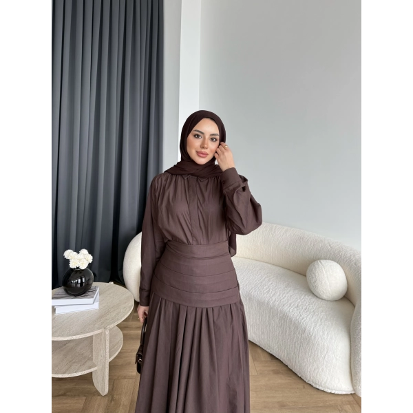 Tb - Veran Bel Detay Etekli Takım - Acı Kahve