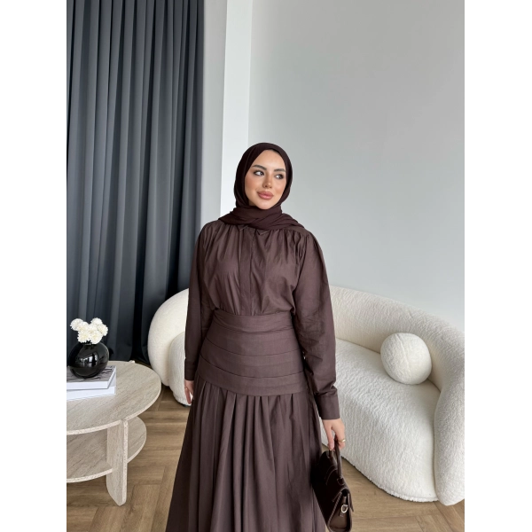 Tb - Veran Bel Detay Etekli Takım - Acı Kahve