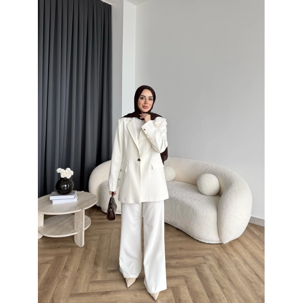 Fuş - Arlin Ceketli Takım - Ekru