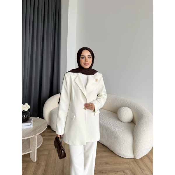 Fuş - Arlin Ceketli Takım - Ekru