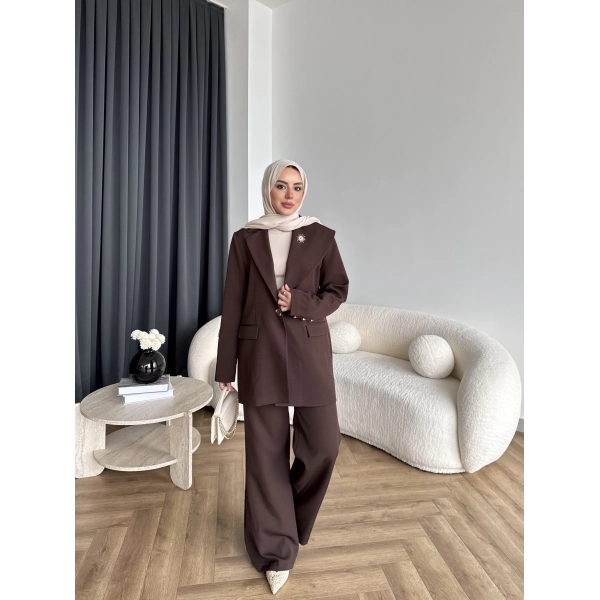 Fuş - Arlin Ceketli Takım - Acı Kahve