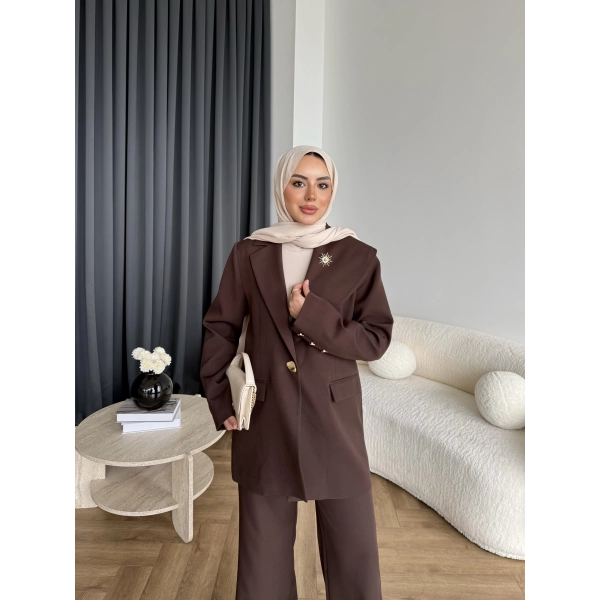 Fuş - Arlin Ceketli Takım - Acı Kahve