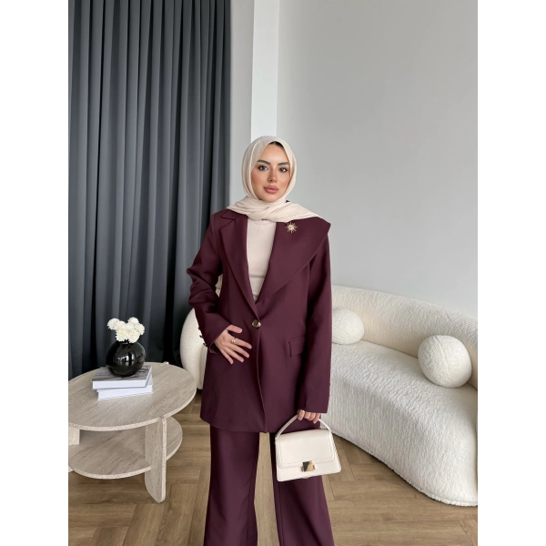 Fuş - Arlin Ceketli Takım - Bordo