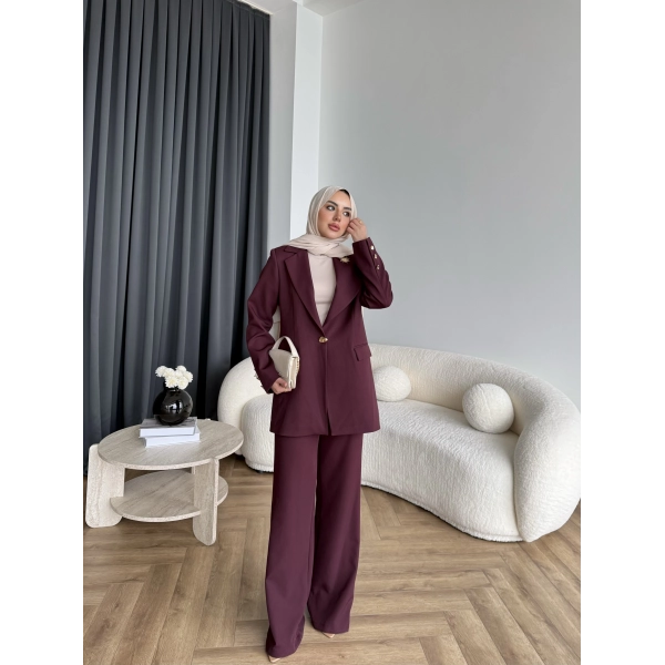 Fuş - Arlin Ceketli Takım - Bordo