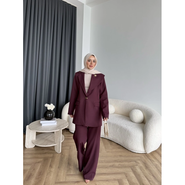 Fuş - Arlin Ceketli Takım - Bordo