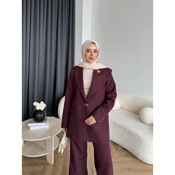 Fuş - Arlin Ceketli Takım - Bordo