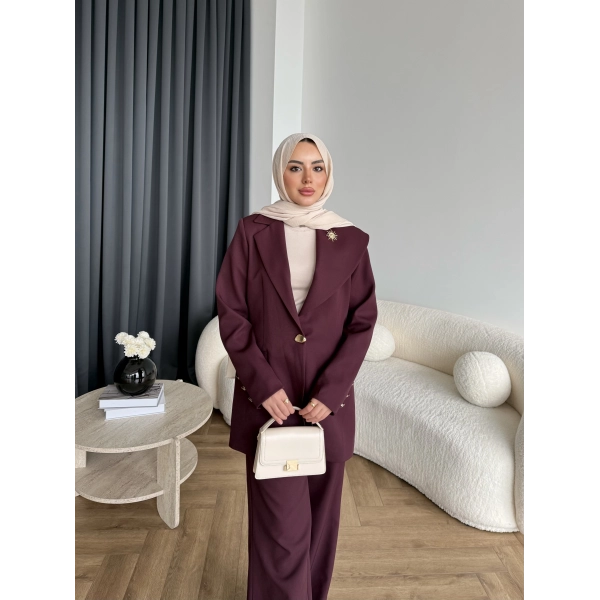 Fuş - Arlin Ceketli Takım - Bordo