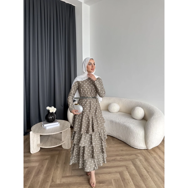 Tb - Ponpon Kat Kat Elbise - Yeşil