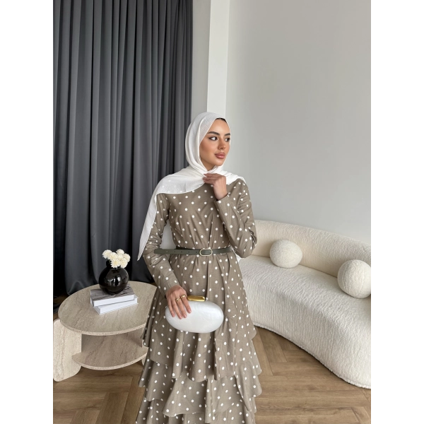 Tb - Ponpon Kat Kat Elbise - Yeşil