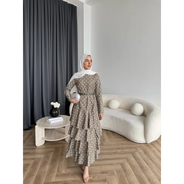 Tb - Ponpon Kat Kat Elbise - Yeşil