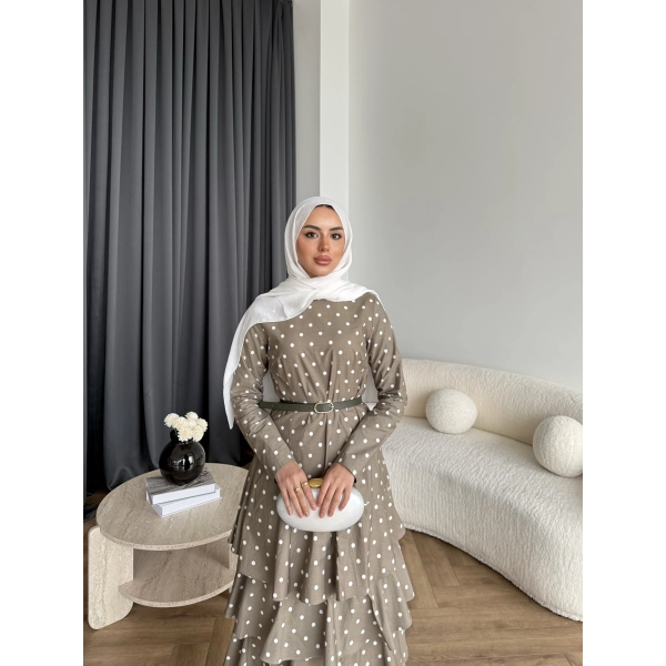 Tb - Ponpon Kat Kat Elbise - Yeşil