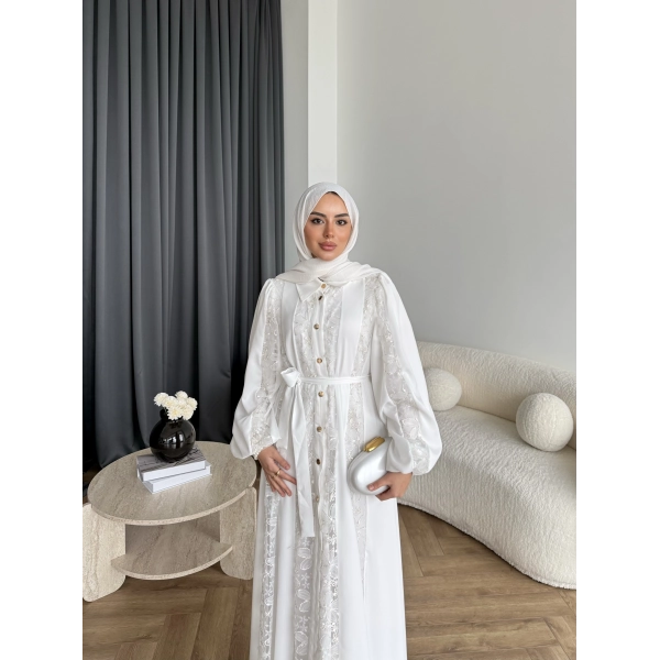 Ng - Napoli Dantel Detaylı Elbise - Beyaz