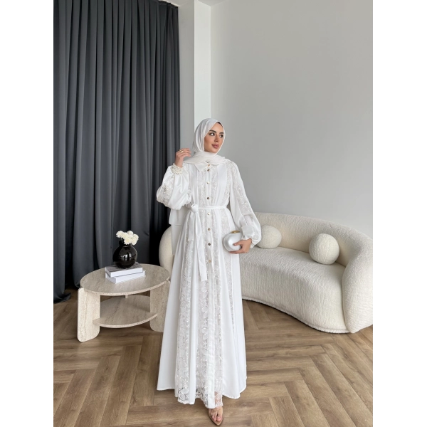 Ng - Napoli Dantel Detaylı Elbise - Beyaz