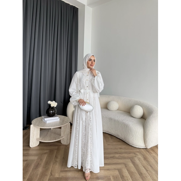 Ng - Napoli Dantel Detaylı Elbise - Beyaz