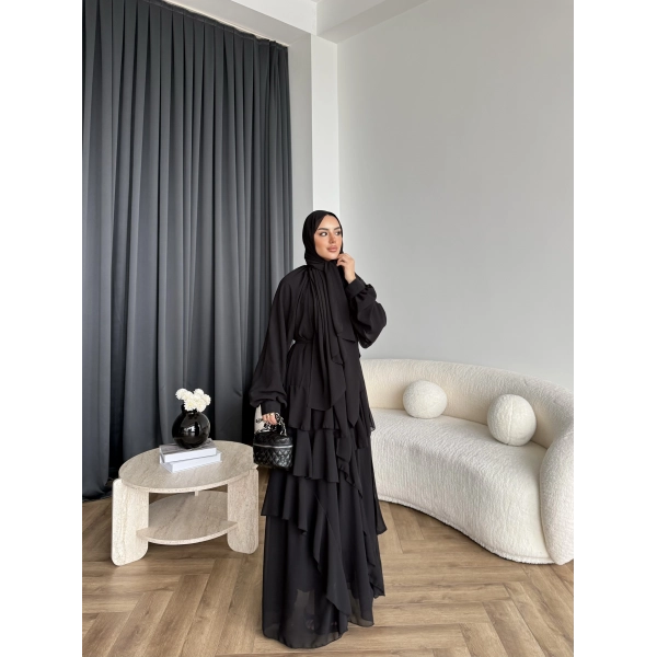 Fuş - Butter Şal Hediye Elbise - Siyah