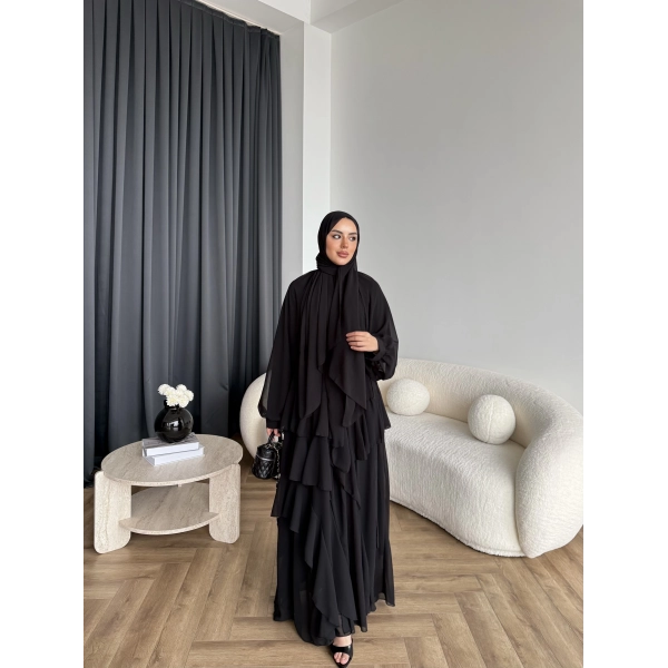 Fuş - Butter Şal Hediye Elbise - Siyah