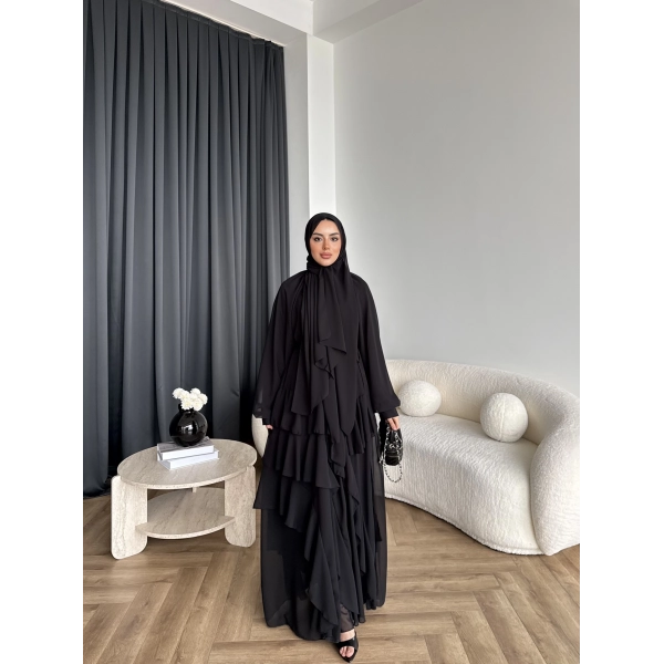 Fuş - Butter Şal Hediye Elbise - Siyah