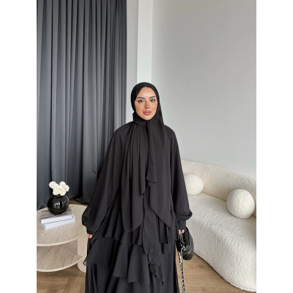 Fuş - Butter Şal Hediye Elbise - Siyah