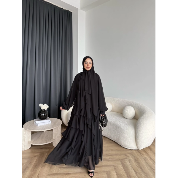 Fuş - Butter Şal Hediye Elbise - Siyah