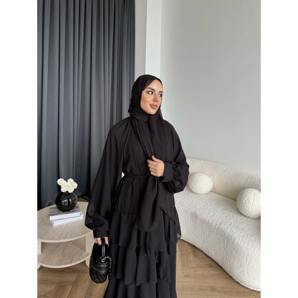 Fuş - Butter Şal Hediye Elbise - Siyah