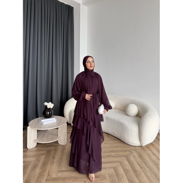 Fuş - Butter Şal Hediye Elbise - Mürdüm