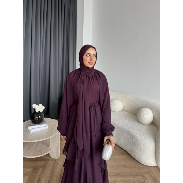 Fuş - Butter Şal Hediye Elbise - Mürdüm