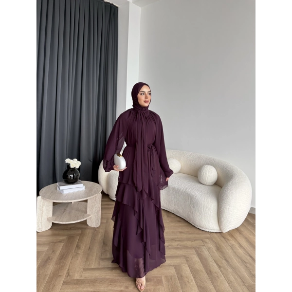 Fuş - Butter Şal Hediye Elbise - Mürdüm