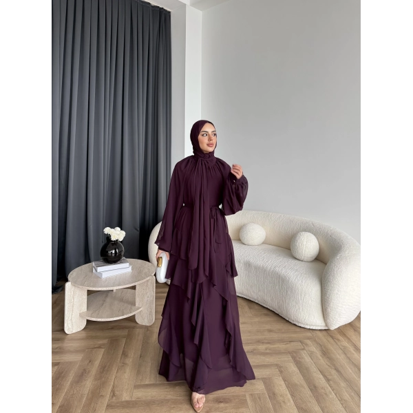 Fuş - Butter Şal Hediye Elbise - Mürdüm