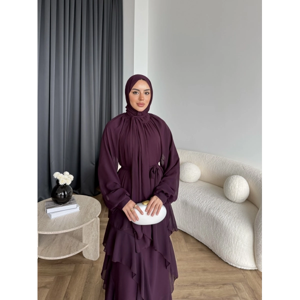 Fuş - Butter Şal Hediye Elbise - Mürdüm