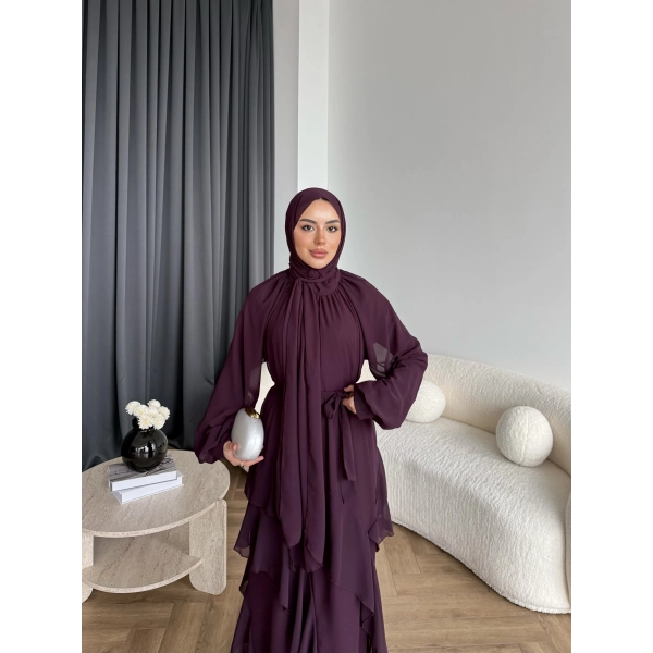 Fuş - Butter Şal Hediye Elbise - Mürdüm