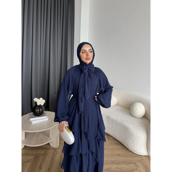 Fuş - Butter Şal Hediye Elbise - Lacivert