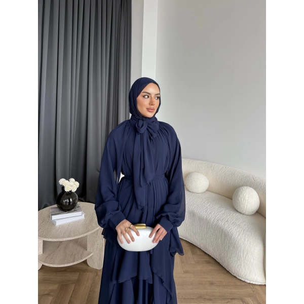 Fuş - Butter Şal Hediye Elbise - Lacivert