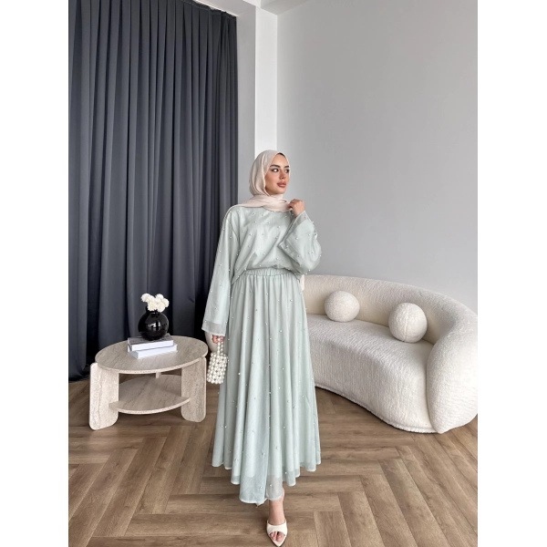 Ng - İncili Etekli Takım - Mint Yeşil