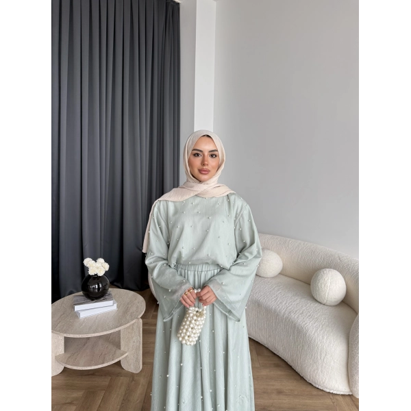 Ng - İncili Etekli Takım - Mint Yeşil