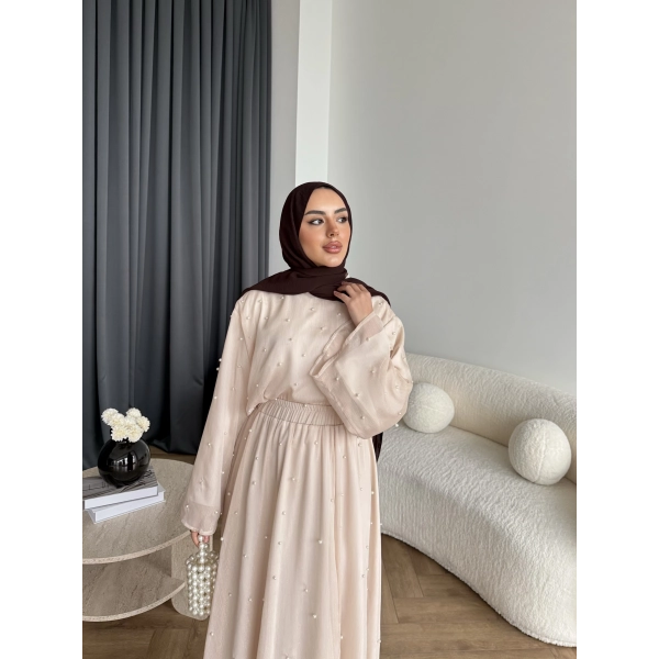 Ng - İncili Etekli Takım - Bej