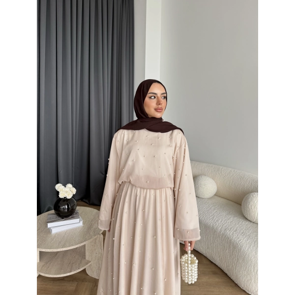 Ng - İncili Etekli Takım - Bej