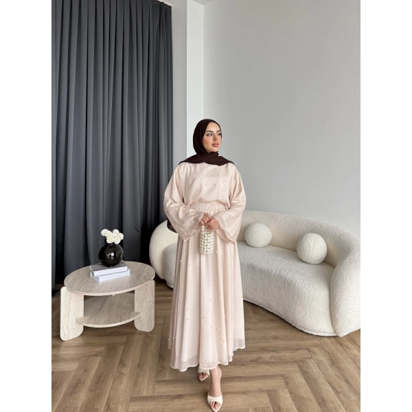 Ng - İncili Etekli Takım - Bej